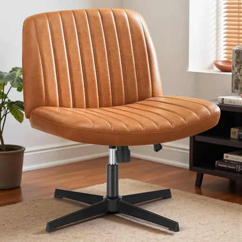Miniatura 19 de DUMOS Silla de escritorio sin ruedas, silla cruzada ancha con patas cruzadas, silla de tocador de escritorio de oficina, sillas giratorias