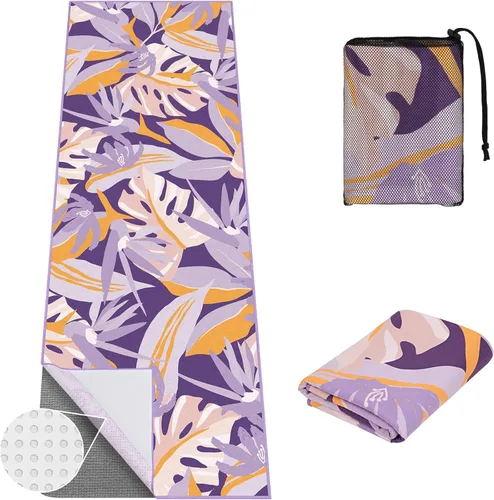 Miniatura 7 de Toalla de yoga caliente con bolsillos en las esquinas, 70 x 26 pulgadas, antideslizante y absorbente del sudor, manta de yoga de microfibra suave