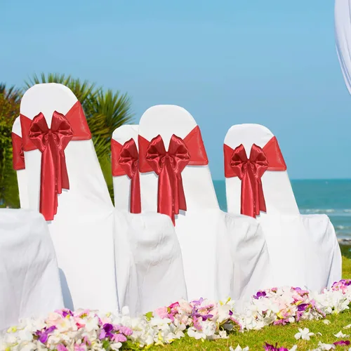 Miniatura 7 de 24 caminos de mesa de satén de 12 x 108 pulgadas de largo, camino de mesa de seda para bodas, fiestas de cumpleaños, ceremonias, banquetes, Rojo