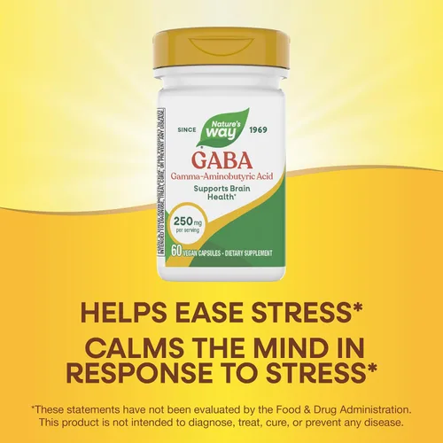 Miniatura 4 de Nature's Way GABA, ácido gamma-aminobutírico, apoya la salud cerebral*, 250 mg por porción, 60 cápsulas veganas (el embalaje puede variar)