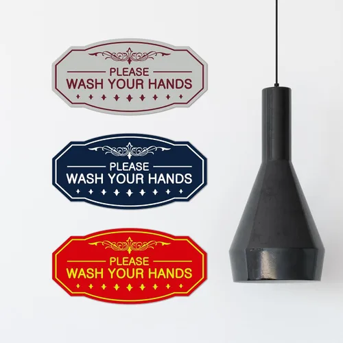Miniatura 4 de Signs ByLITA Letrero de Victorian Please Wash Your Hands (plata cepillada) - Grande Brushed Silver