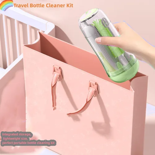 Miniatura 7 de Juego de cepillos eléctricos de viaje para biberones con limpiador eléctrico de botellas y cepillo de botella de agua y cepillo para pezón/pajilla