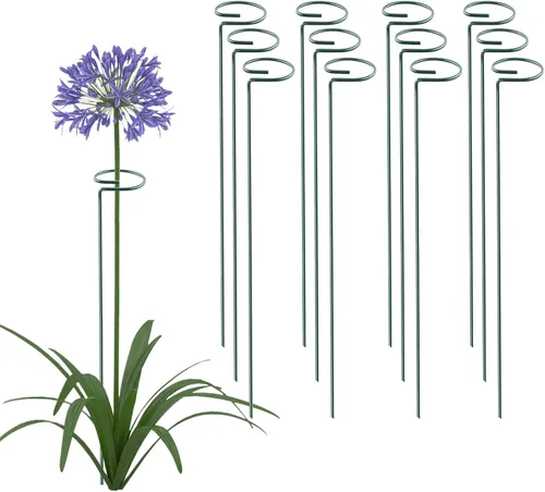 Thealyn Paquete de 12 estacas de soporte de plantas de 24 pulgadas, aros de soporte de plantas de un solo tallo para jardín, accesorio para plantas,