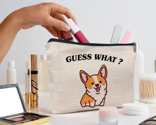 Miniatura 3 de IWXYI Bolsa de maquillaje para perros Corgi,Regalos de Corgi para amantes de Corgi,Bolsa de maquillaje de Corgi,Regalos de Corgi adivina lo que