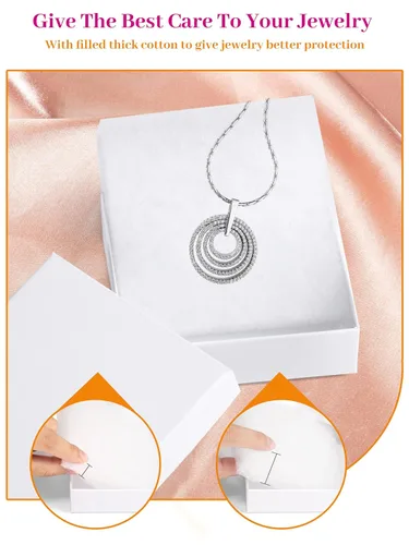Miniatura 2 de MESHA - Cajas para joyería, de 3.5 x 3.5 x 1 pulgadas, de cartón con relleno de algodón, para regalo Blanco