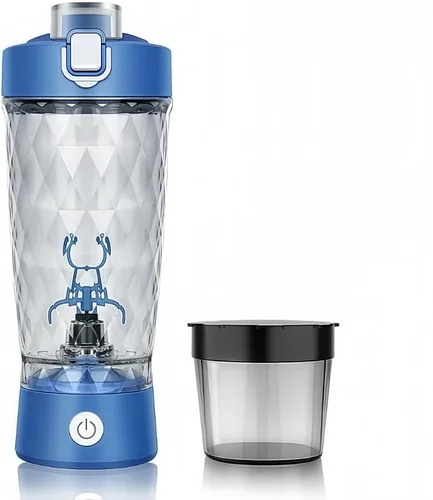 Miniatura 10 de Taza de agitación eléctrica con caja de polvo Botella de batido de proteínas Taza deportiva portátil Taza ligera de gran capacidad (negro)