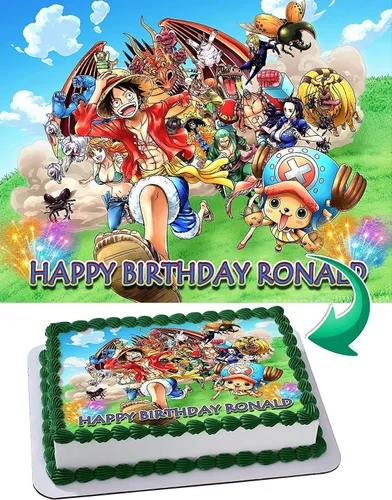 One Piece Monkey D. Luffy King of Pirates Manga Anime imagen comestible decoración pastel fiesta personalizada 1/4 hoja