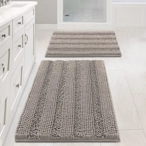 Miniatura 53 de H.VERSAILTEX - Alfombras de baño, juego de 2 piezas, alfombra de contorno para baño, juego de alfombras para inodoro, alfombra antideslizante