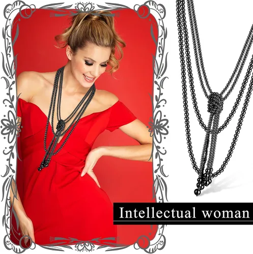 Miniatura 6 de Collar largo de perlas de imitación collar incluye para mujeres de 69 pulgadas de perlas en capas collar con 2 piezas collar de perlas anudadas