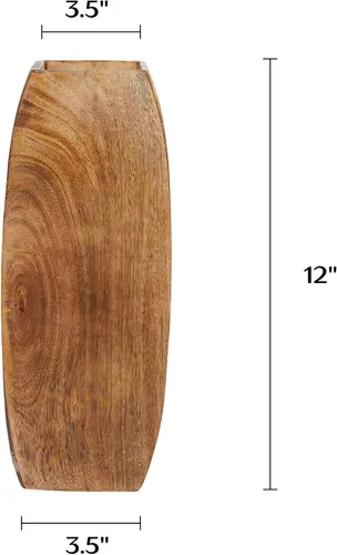 Miniatura 2 de Mela Artisans Jarrón de madera de mango de 12 pulgadas Florero decorativo de madera Granja rústica Medio quemado Centro de mesa para sala
