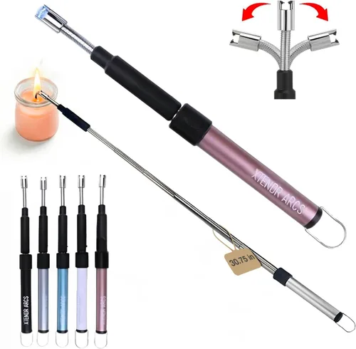 Miniatura 12 de V2 Encendedor de arco extra largo extensible de 2.5 pies, estufa de chimenea sin llama, cuello largo para luz piloto, parrilla, hoguera, cocina