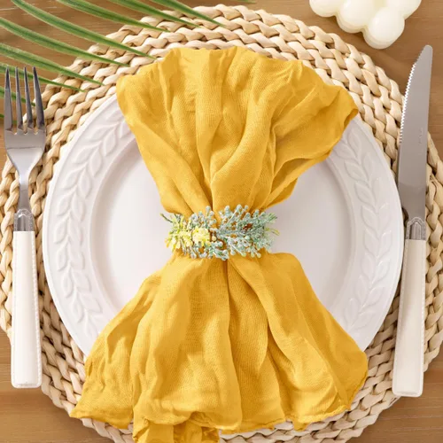 Miniatura 10 de Socomi Servilletas de Gasa Rosa para Otoño y Acción de Gracias, Tela de Queso, Conjunto de 10 Servilletas Lavables de Boho para Cena, Ideales