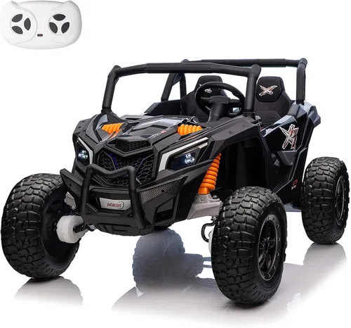 XXXL - Vehículo eléctrico UTV de 24 V y 2 plazas para niños, vehículo eléctrico con batería UTV con control remoto con motores de 4 x 100 W,
