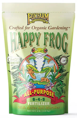FoxFarm Happy Frog Fertilizante multiusos – Fertilizante de liberación lenta para flores, verduras y plantas ornamentales – Contiene microbios del