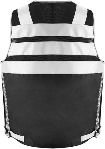Miniatura 3 de SUXIBIP - Chaleco de seguridad de 10 bolsillos para hombres y mujeres, chaleco de alta visibilidad con tiras reflectantes 3M, tela Oxford Negro