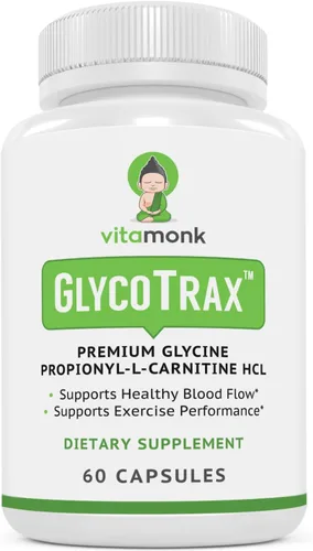 VitaMonk GlycoTrax - Suplemento GPLC de alta absorción, sin rellenos artificiales, cápsulas de glicina GPLC propionil-L-carnitina, suplementos para