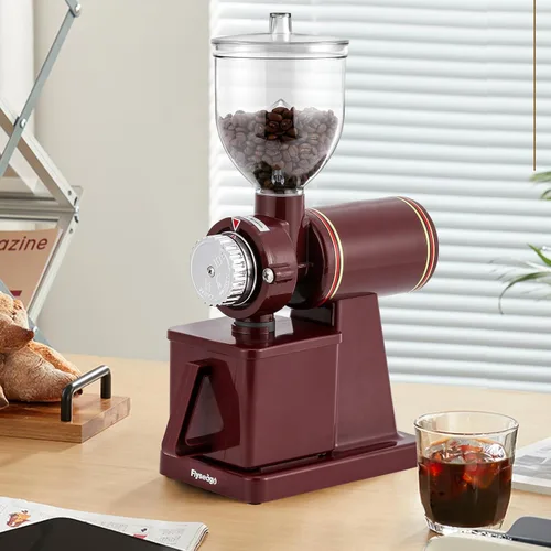 Miniatura 9 de Molinillo de café Burr – Molinillo eléctrico de espresso para uso doméstico y comercial, silencioso y ajustable, con tolva, cepillo, cuchara, rojo