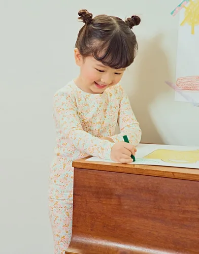 Miniatura 4 de moimoln Pijama de algodón suave para bebés y niñas pequeñas con estampado de flores modales, manga larga, ajuste ceñido