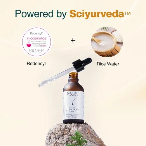 Miniatura 2 de Nourish Mantra Suero avanzado para el crecimiento del cabello 1.7 fl oz, 3% Redensyl, 2% Anagain, 2% Procapil, 5% agua de arroz, promueve