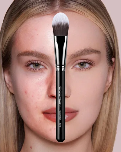Miniatura 6 de EIGSHOW - Brocha de base plana, brocha de maquillaje para líquidos, crema, máscara, mezcla sin rayas, vegano y libre de crueldad (F615)