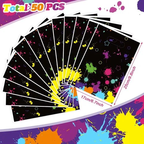 Miniatura 3 de Pajean 50 bolsas de caramelos de neón que brillan en la oscuridad, suministros de fiesta, bolsas de plástico coloridas, decoración de envoltura