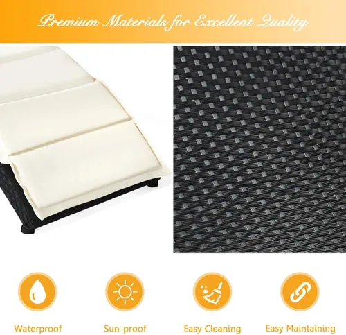 Miniatura 7 de Tangkula - Silla de salón plegable para patio, tumbona de mimbre para exteriores, silla de patio portátil con cojín, mueble de mimbre para todo