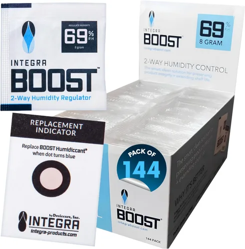 Miniatura 10 de Integra Boost Paquete de control de humedad de 2 vías, conserva el sabor y controla la humedad al 69% de RH, absorbente de humedad para hierbas