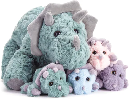 Miniatura 8 de IKASA Mamá gato atigrado naranja peluche mamá y gatitos bebé juguete de peluche lindo 16.5 pulgadas suave mamá pequeña juguete familiar con pequeños