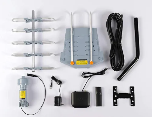 Miniatura 8 de PBD - Antena de TV digital HD para exteriores de 150 millas motorizada con rotación de 360 grados con poste de montaje y cable coaxial RG6 de 40
