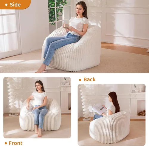 Miniatura 6 de BYBYME Silla Puf Gigante para Adultos y Niños, Puf Grande Cómodo y Acogedor, Sofá de Piso para Adolescentes, Sala de Estar, Juegos, Lectura, Beige