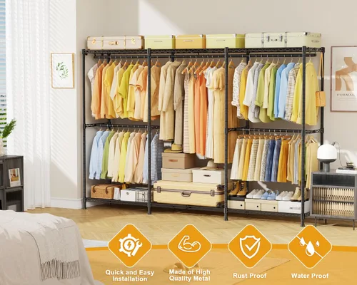 Miniatura 4 de ULIFHOME E14 Max - Perchero de ropa resistente, percheros independientes para colgar ropa, organizadores de armario ajustables y almacenamiento