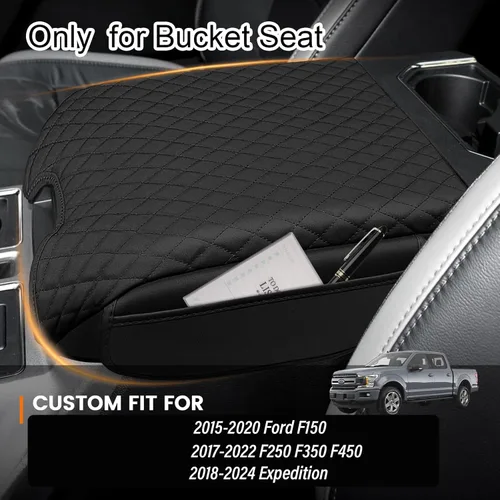 Miniatura 2 de Ajuste Personalizado para Funda de Consola Central 2015-2020 Ford F150, 2017-2022 F250 F350 F450, 2018-2024 Ford Expedition Protector de Brazo
