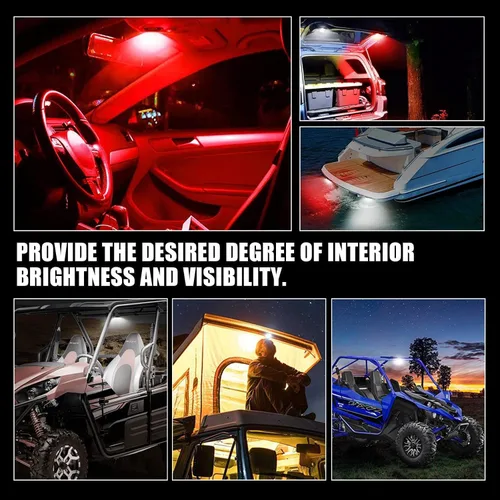 Miniatura 7 de OPP ULITE Switch UTV - Luz LED Doom de 6 unidades, blanco y rojo, 6 unidades, montaje en barra enrollable universal para interior de automóvil