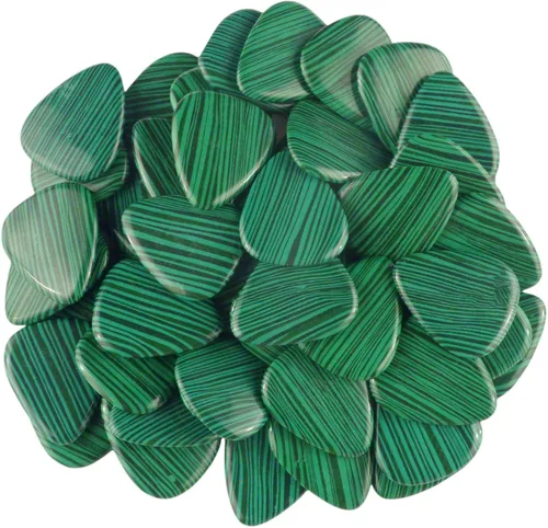 Miniatura 6 de Púa de Guitarra o Bajo de Piedra de Malaquita Verde - 3.0 mm Ultra Grueso Calibre - Forma 351 - Púa Exótica Hecha a Mano con Piedras Preciosas