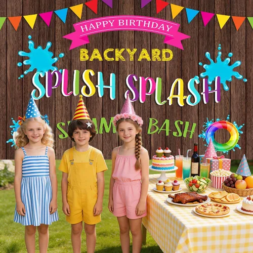 Miniatura 3 de Fondo de fiesta de verano de 7 x 5 pies para fiesta de piscina para cumpleaños, fiesta de verano, patio trasero, piscina, fiesta, decoración