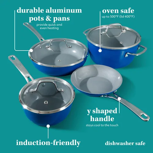 Miniatura 3 de Sur La Table Esenciales de Cocina Juego de 10 Piezas de Ollas y Sartenes Antiadherentes de Cerámica de Titanio Libre de PFA, Interior de Aluminio