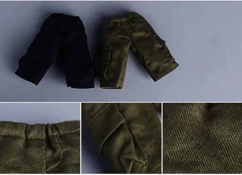 Miniatura 3 de Pantalones cargo de figura masculina a escala 1/12, pantalones cortos de entrenamiento para correr con bolsillos adicionales para figuras de acción