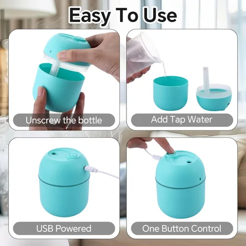 Miniatura 3 de Hortsun Humidificador pequeño portátil portátil de escritorio personal de 7.4 fl oz, mini humidificador para dormitorio, plantas, coche, oficina
