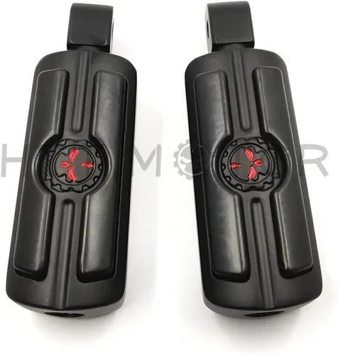 Miniatura 6 de Compatible con H-D Motocicleta Touring Black HTTMT Skull Macho Pie Peg Mount Par de Clavijas de Pie de Calavera [P/N: MT216-051-MBK-XIN]