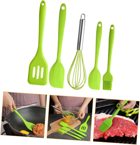 Miniatura 6 de Juego de utensilios de cocina de silicona, resistentes al calor, antiadherentes, con espátula, espátula, raspadores para hornear y cocinar