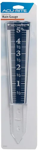 Miniatura 2 de AcuRite 00850A2, Pluviómetro con Lupa, Fácil de Leer, Capacidad de 5 pulgadas, Azul