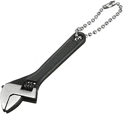 Miniatura 2 de Mini llave de 2.5 pulgadas/2.677 in, llave de tuerca ajustable, herramienta de mano, herramienta de mano, anillo de cadena de regalo Negro