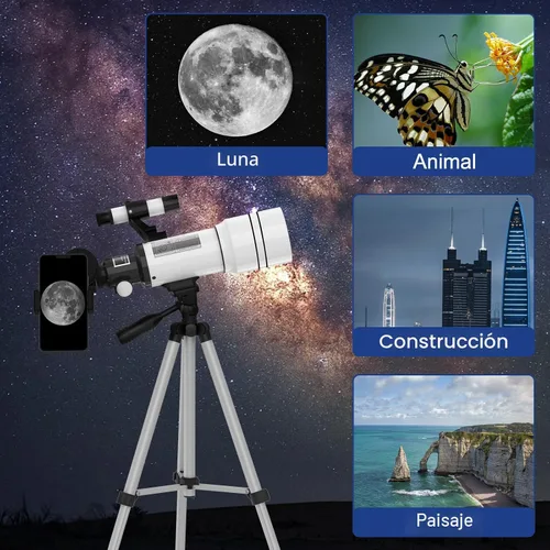 Miniatura 6 de Telescopio para adultos y niños, telescopios refractores astronómicos de 70 mm de apertura para principiantes de astronomía (15X-150X), telescopio