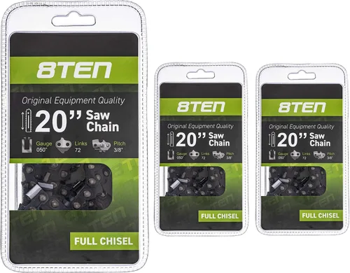 Miniatura 135 de 8TEN Cadena de motosierra semi cincel de 6 pulgadas .050 1/4 42 DL para Worx WG320 Black & Decker LLP120 (paquete de 3)
