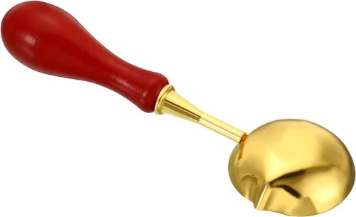 Miniatura 5 de PATIKIL Cuchara de sellado de cera de 4 pulgadas, cuchara de fusión de sellado de cera de latón, mango de madera vintage para sello de cera, sobre