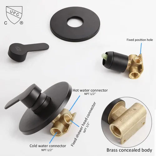 Miniatura 4 de Juego de grifo de ducha negro mate, sistema de ducha de lluvia de baño, montado en la pared, cabezal de ducha de 8 pulgadas y juego de manijas, kit