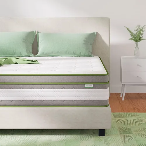 Novilla NV0M807-12-K Colchón híbrido en una caja tamaño king de 12 pulgadas, hecho de espuma viscoelástica de gel y resortes interiores envueltos