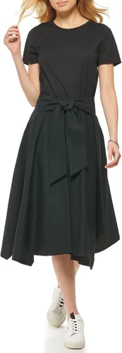 Miniatura 2 de DKNY Vestido de punto de manga corta con lazo frontal para mujer