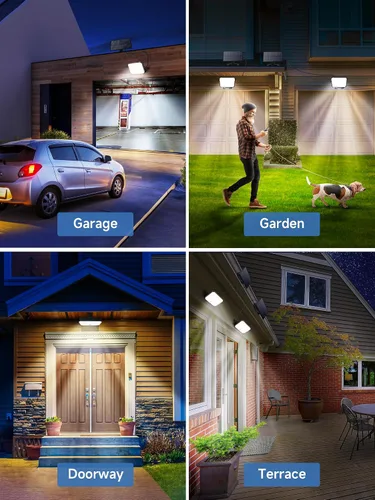 Miniatura 6 de One Fire Luces solares para exteriores, 190 LED, 1500 lúmenes, 3 modos con sensor de movimiento, control remoto, luces de seguridad solar IP65