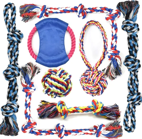 Miniatura 9 de LECHONG Paquete de 24 juguetes masticables para cachorros, juguetes de dentición para perros con contenedor de almacenamiento, juguetes de cuerda
